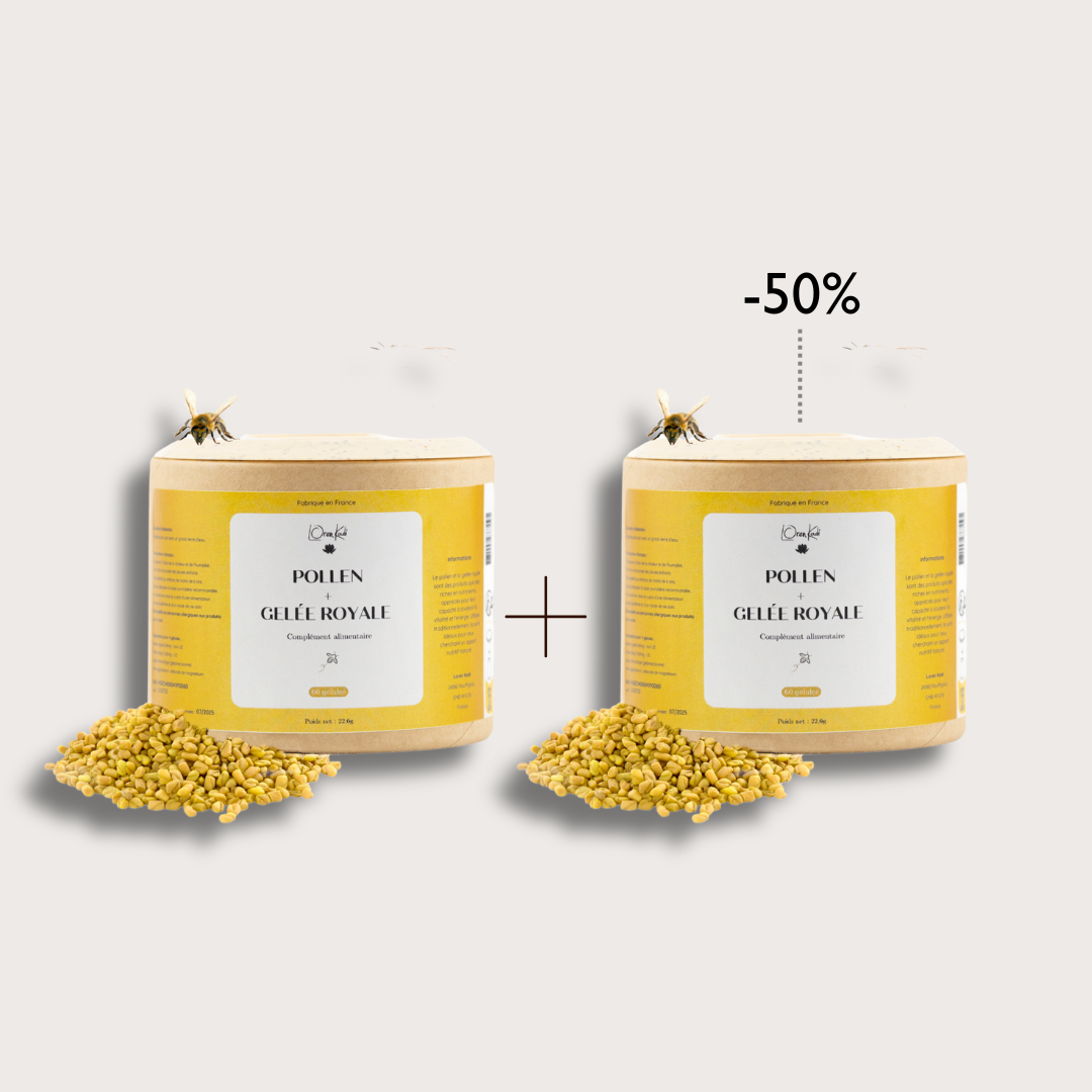 Pollen &amp; Gelée Royale - 2 x 60 gélules - Pot kraft