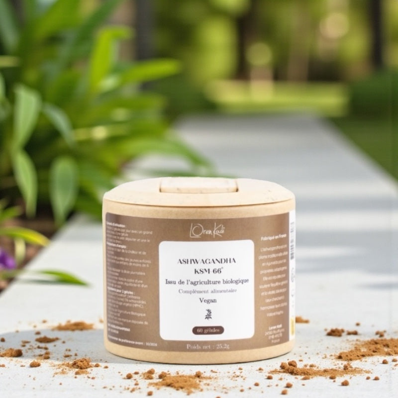 Ashwagandha KSM-66 - Extrait bio - 60 gélules - Pot kraft - Vegan